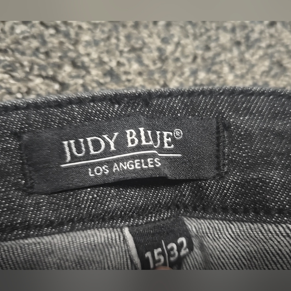 Judy Blue Skinny Fit Charcoal Black Jeans, Distressed Hem, Womens Size 15/32 - Picture 8 of 12